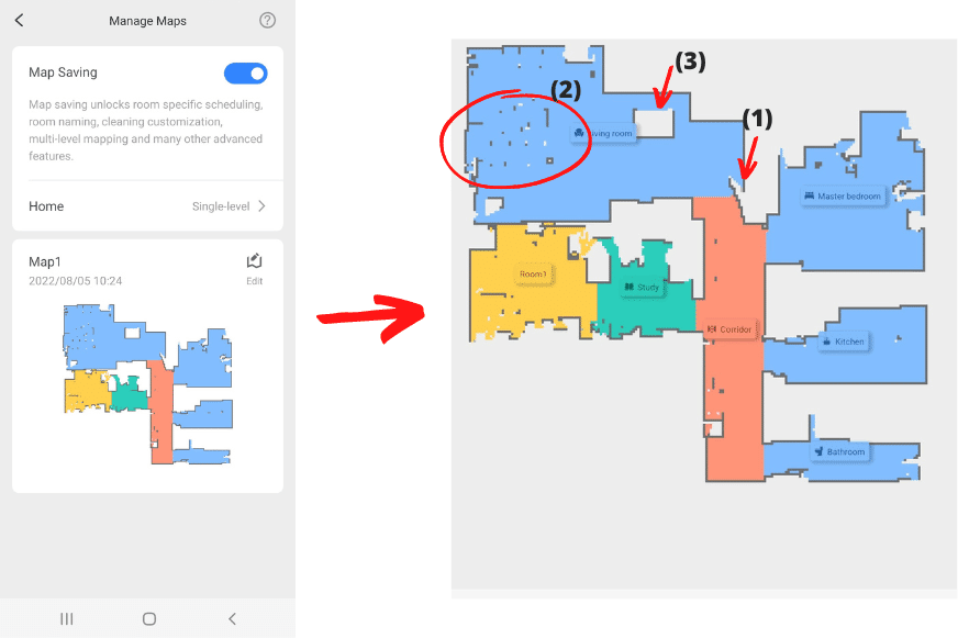Можно видеть детальную карту квартиры Roborock S7 Pro Ultra 